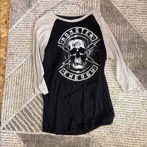 Monster Energy Black and Gray Raglan Tee